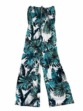 NWT Almost Famous Strapless Jumper Green and White Tropical Print Small